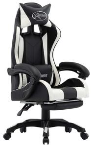 VidaXL Igraća stolica od umjetne kože s osloncem za noge bijelo-crna