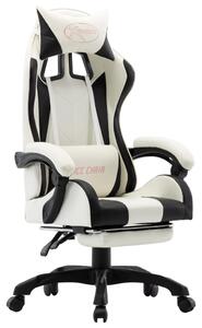 VidaXL Igraća stolica od umjetne kože s osloncem za noge crno-bijela