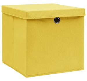 VidaXL Kutije za pohranu s poklopcima 10 kom žute 32x32x32 cm tkanina