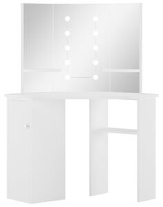 VidaXL Kutni toaletni stolić za šminkanje s LED svjetlima bijeli
