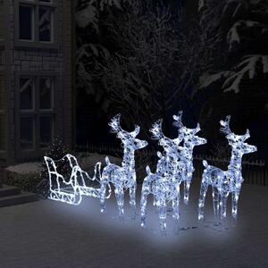 VidaXL Ukrasni božićni sobovi i sanjke s 240 LED žarulja akrilni