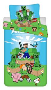 Zelena/plava pamučna dječja posteljina za krevet za jednu osobu 140x200 cm Minecraft "Outdoor Mobs" – Jerry Fabrics