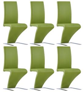VidaXL Blagovaonske stolice cik-cak oblika od umjetne kože 6 kom zelene