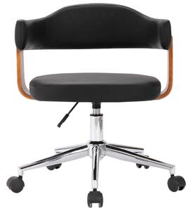 VidaXL Okretna uredska stolica od savijenog drva i umjetne kože crna