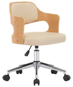 VidaXL Okretna uredska stolica od savijenog drva i umjetne kože krem