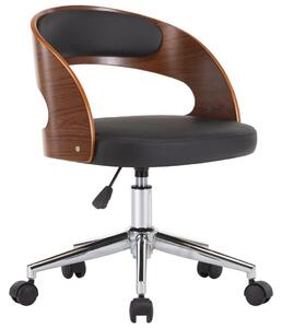 VidaXL Okretna blagovaonska stolica savijeno drvo i umjetna koža crna