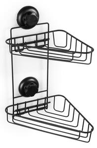 Crna samostojeća kutna polica na dva kata za kupaonicu Compactor Bestlock Black Corner Rack 2 Shelves