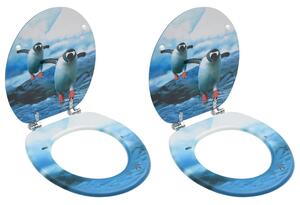 VidaXL Toaletne daske s poklopcem 2 kom MDF s uzorkom pingvina