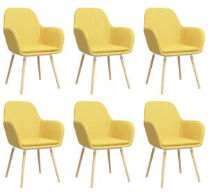 VidaXL Blagovaonske stolice s naslonima za ruke 6 kom žute od tkanine