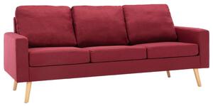 VidaXL 3-dijelni set sofa od tkanine crvena boja vina