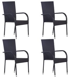 VidaXL Složive vrtne stolice 4 kom od poliratana crne