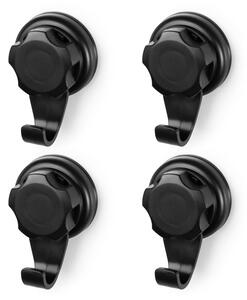 Set od 4 crne samoljepljive kukice Compactor Bestlock Black Big Hooks, ⌀ 7,1 cm