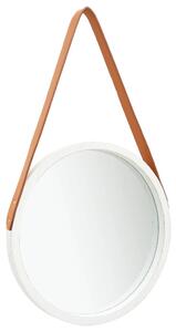VidaXL Zidno ogledalo s remenom 40 cm bijelo