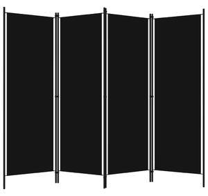VidaXL Sobna pregrada s 4 panela crna 200 x 180 cm
