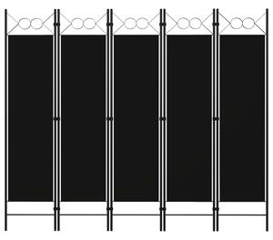 VidaXL Sobna pregrada s 5 panela crna 200 x 180 cm