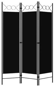 VidaXL Sobna pregrada s 3 panela crna 120 x 180 cm