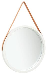 VidaXL Zidno ogledalo s remenom 60 cm bijelo