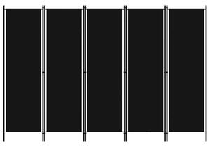 VidaXL Sobna pregrada s 5 panela crna 250 x 180 cm