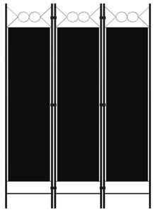 VidaXL Sobna pregrada s 3 panela crna 120 x 180 cm