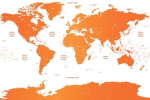 Tapeta zemljovid svijeta s pojedinim državama u narančastoj boji
