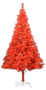 VidaXL Umjetno osvijetljeno božićno drvce sa stalkom crveno 240 cm PVC