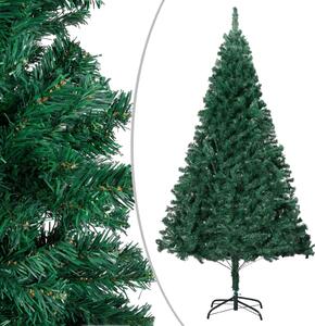 VidaXL Umjetno osvijetljeno božićno drvce s kuglicama zeleno 210cm PVC