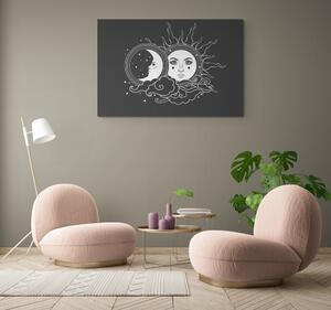 Slika crno-bijela harmonija sunca i mjeseca