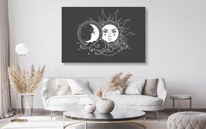 Slika crno-bijela harmonija sunca i mjeseca