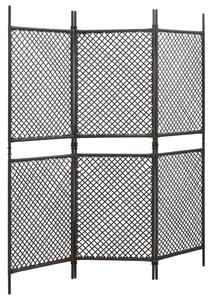 VidaXL Sobna pregrada od poliratana s 3 panela smeđa 180 x 200 cm