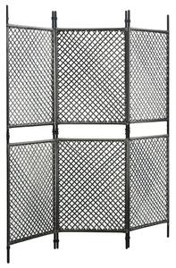 VidaXL Sobna pregrada od poliratana s 3 panela antracit 180 x 200 cm