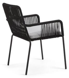 Crna vrtna stolica s metalnom konstrukcijom Kave Home Samt