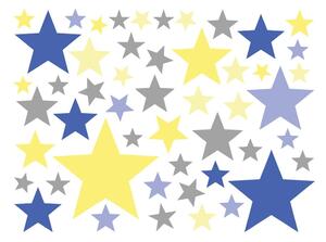 Set od 50 zidnih samoljepljivih naljepnica Ambiance Stars Blue and Yellow