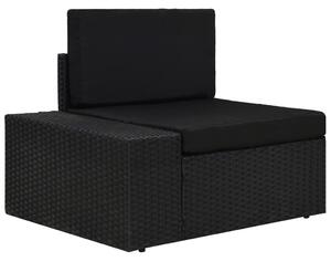 VidaXL Modularna kutna sofa od poliratana s desnim naslonom crna