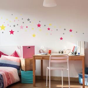 Set od 50 zidnih samoljepljivih naljepnica Ambiance Stars Pink and Yellow