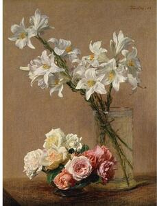 Reprodukcija slike Henri Fantin-Latour - Roses and Lilies, 45 x 60 cm