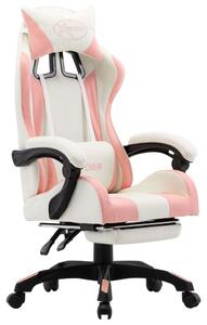 Igraća stolica od umjetne kože s osloncem za noge rozo-bijela