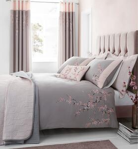 Ružičasto-sivi prošiveni pokrivač Catherine Lansfield Blossom, 240 x 260 cm