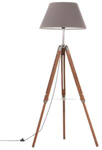 VidaXL Podna svjetiljka s tronošcem medeno-siva od tikovine 141 cm