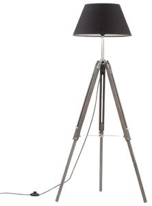 VidaXL Podna svjetiljka s tronošcem sivo-crna masivna tikovina 141 cm