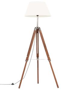VidaXL Podna svjetiljka s tronošcem medeno-bijela od tikovine 141 cm