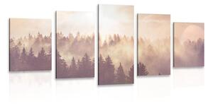 5-dijelna slika magla iznad šume