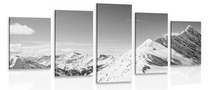 5-dijelna slika snježna planina crno-bijelom dizajnu