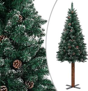 VidaXL Tanko božićno drvce s pravim drvom i snijegom zeleno 150 cm