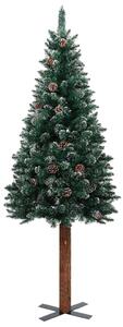 VidaXL Tanko osvijetljeno božićno drvce s kuglicama zeleno 210 cm