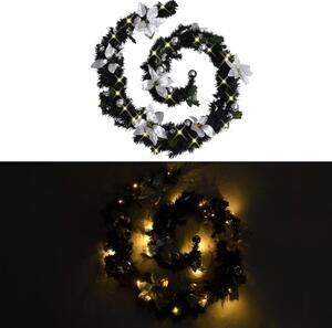 VidaXL Božićna girlanda s LED svjetlima crna 2,7 m PVC