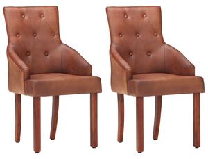 VidaXL Blagovaonske stolice od prave kozje kože 2 kom smeđe