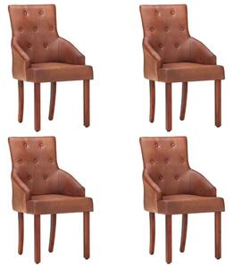 VidaXL Blagovaonske stolice od prave kozje kože 4 kom smeđe