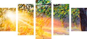 5-dijelna slika izlazak sunca u šumi