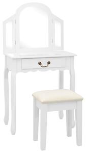 VidaXL Toaletni stolić sa stolcem bijeli 65x36x128 cm paulovnija i MDF