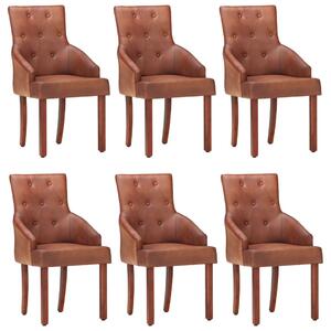 VidaXL Blagovaonske stolice od prave kozje kože 6 kom smeđe